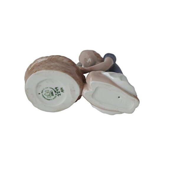 Vintage Bing and Grondahl  B&G Kjøbenhavn Denmark Girl Petting Cat In A Basket - Picture 6 of 6